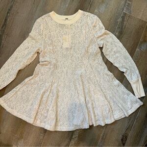 Free People Ivory Lace Long Sleeve Dress